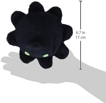 TeeTurtle Reversible Octopus Plushie 4-Inch Glow in the Dark Two-Sided Flip Plush Toy with Embroidered Details - Cute Mini Collectible Plush for Kids, Teens, and Adults