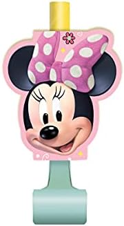 Unique Minnie Mouse Birthday Party Supplies Bundle includes 16 Party Blowouts and 1 Dinosaur Sticker Sheet