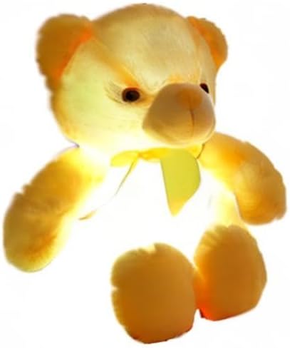 Creative Light Up LED Inductive Teddy Bear Stuffed Animals Plush Toy Colorful Glowing Teddy Bear, 20- Inch(Yellow)