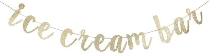 Ice Cream Bar Banner, Fun Ice Cream Theme Party Sign Bunting Decors, Baby Kids' Birthday Party Supplies