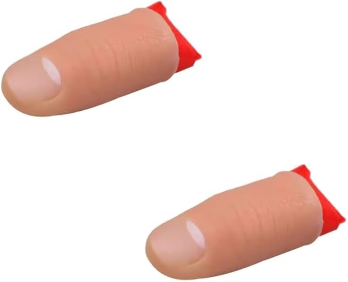 2Pcs Thumb Tip Magic Tricks, Fake Thumb Tip Magic Trick Gimmick Fake Thumb Tip Silk Vanish Magic Disappearing Silk Magic Thumb,Magician Accessory Magic Kits and Accessories,Novelty and Gag Toys