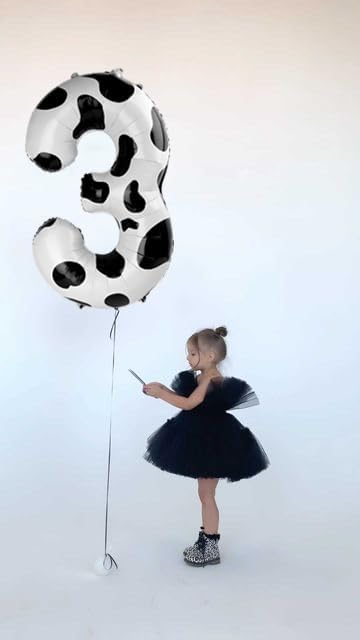 Cow Print Number Balloon Birthday Decorations, 40 inch Number balloon 0-9(Zero-Nine), Cow Balloon for Farm Birthday Party Supplies, Cow Themed birthday party Decorations (Number 3)