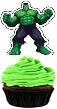 HUA Party Hulk Cake Topper, 48 Pcs, Superhero Birthday Party Supplies Decorations
