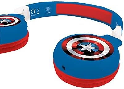 LEXiBOOK Avengers Marvel 2-in-1 Bluetooth Headphones for Kids - Stereo Wireless Wired, Kids Safe, Foldable, Adjustable, red/Blue, HPBT010AV