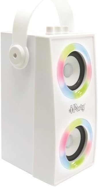 Lexibook iParty - Portable Bluetooth Light Speaker with Microphone, Light Effects, Karaoke, Wireless, USB, SD Card, Rechargeable Battery, White, BTP180Z