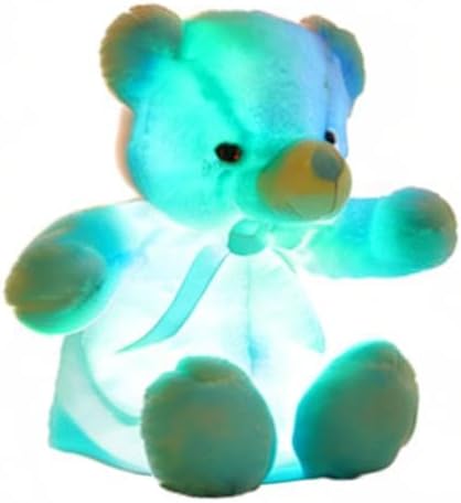 Creative Light Up LED Inductive Teddy Bear Stuffed Animals Plush Toy Colorful Glowing Teddy Bear, 20- Inch(Blue)