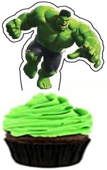 HUA Party Hulk Cake Topper, 48 Pcs, Superhero Birthday Party Supplies Decorations