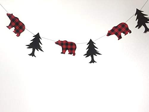 CC HOME Lumberjack Banner,Buffalo Plaid Party Banner for Kids,Boys,Girls,Birthday Party,Baby Show Party Decoration
