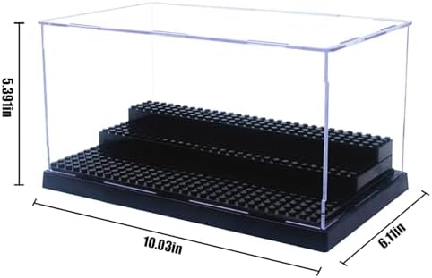 WMM Minifigure Display Case for Action Figures Blocks, Dustproof Acrylic Display Box Storage with 3 Movable Steps for Collection Models Minifigures, Bricks Blocks Toys