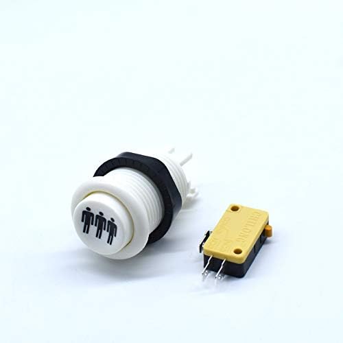 Arcity 4 Pcs Arcade Game Player Start Push Button 1P 2P 3P 4P Player Happ Style Standard American Type with Microswitch Jamma MAME Machine Console Parts Black White New