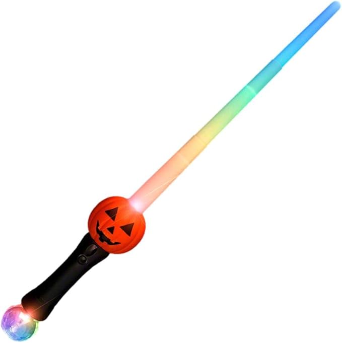 blinkee Multicolor Extendable Light-Up Pumpkin Saber Toy with Projecting Crystal Ball - Perfect Trick-or-Treat Accessory