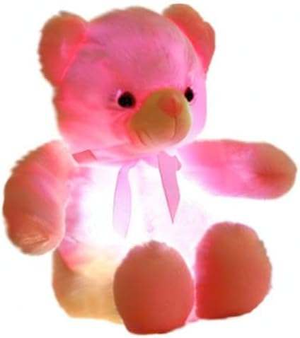 Creative Light Up LED Inductive Teddy Bear Stuffed Animals Plush Toy Colorful Glowing Teddy Bear, 20- Inch(Pink)