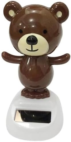 1Pc Brown Solar Dancing Bear Decor,Bobbling Head Bear Decors,Solar Powered Dancing Figurine Car Dashboard Decor,Shaking Head Dolls Solar Power Kits,Learning and Education