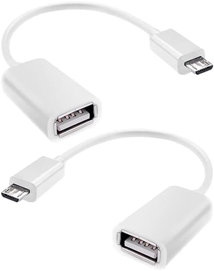 OTG MicroUSB Compatible with Your Pebble Gear Frozen 7" Kids, Toy Story 7" Kids, Mickey and Friends 7" with Full Speed On-The-Go Power (White 2 Pack)