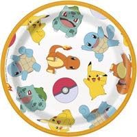 Unique Pokemon Birthday Party Supplies Bundle Pack includes 24 Dessert Cake Paper Plates 7" and 1 Dinosaur Sticker Sheet