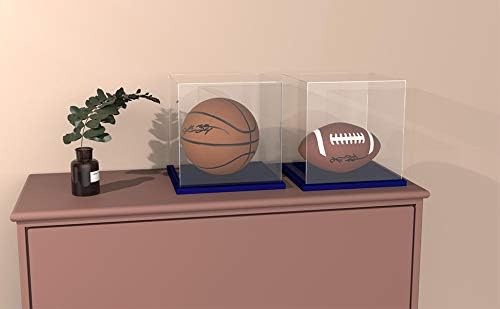 Acrylic Display Case with Navy Blue Velvet Base, Clear Acrylic Display Box with Lid, 6 Inch x 7.87 Inch Cube Countertop Box for Collectibles, Home Organization (6x6x7.87 inch)