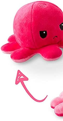 TeeTurtle Reversible Octopus Plushie 4-Inch Light Pink + Dark Pink Two-Sided Flip Plush Toy with Embroidered Details - Cute Mini Collectible Plush for Kids, Teens, and Adults