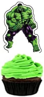 HUA Party Hulk Cake Topper, 48 Pcs, Superhero Birthday Party Supplies Decorations