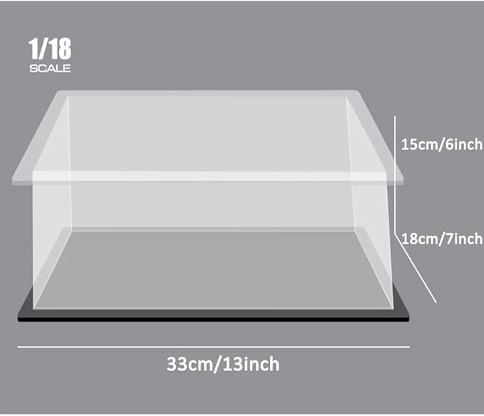 Clear Acrylic Display Case for 1:18 Scale Vehicle Model,for Lego 42138 92177 Collectibles,Assemblable Dustproof Showcase,Countertop Box for Diecast Car(13x7.1x6 inch;33x18x15 cm)