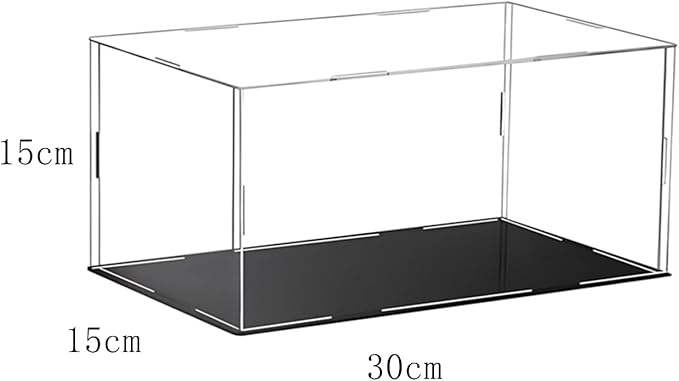 Clear Acrylic Display Case, Assemble Cube Display Box Stand with Black Base, Dustproof Protection Showcase for Collectibles Memorabilia Figurines (12*6*6inch;30*15*H15cm)