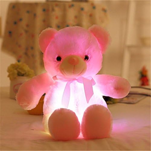 Creative Light Up LED Inductive Teddy Bear Stuffed Animals Plush Toy Colorful Glowing Teddy Bear, 20- Inch(Pink)