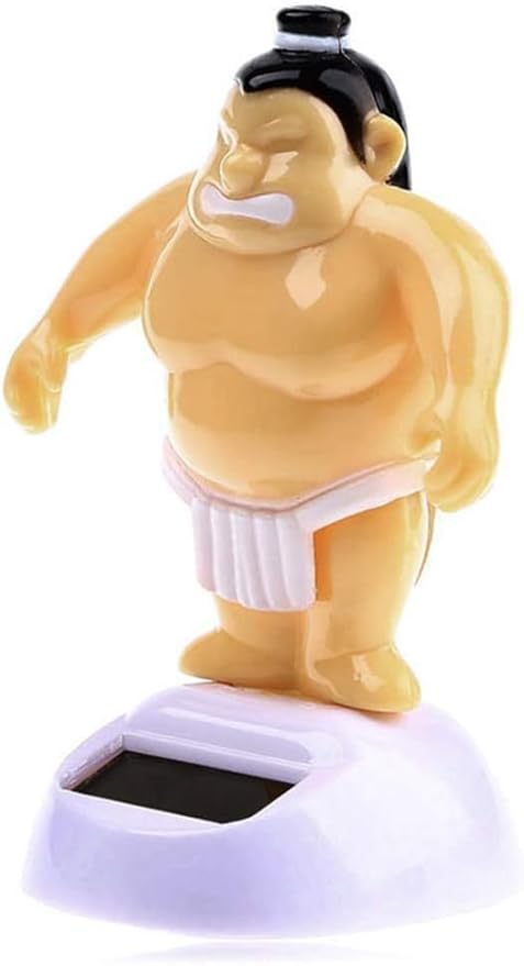 Yellow Sumo Wrestler Solar Power Swinging Car Interior Dashboard Ornament Gift Learning and Education
