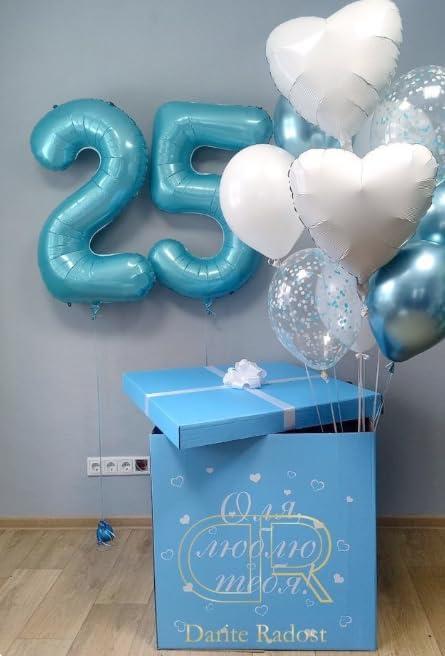 Pearl Blue 9 Number Balloon, 40 Inch Big 9 Balloon Number, Jumbo Giant Happy 9th 19 29 39 49 99 Birthday Party Decorations, Large Nine Mylar Foil Anniversary Birthday Party Engagement Decorations