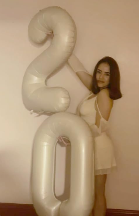 Cream White 0 Number Balloon 40 Inch, 0 Decorations for 10 20 30 40 50 60 70 80 90 100Birthday, Foil Giant Birthday Graduations Anniversary Party Balloons