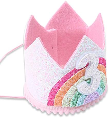 Birthday Rainbow Girl Crown, Birthday Hat for Event Party Supplies, Photo Props
