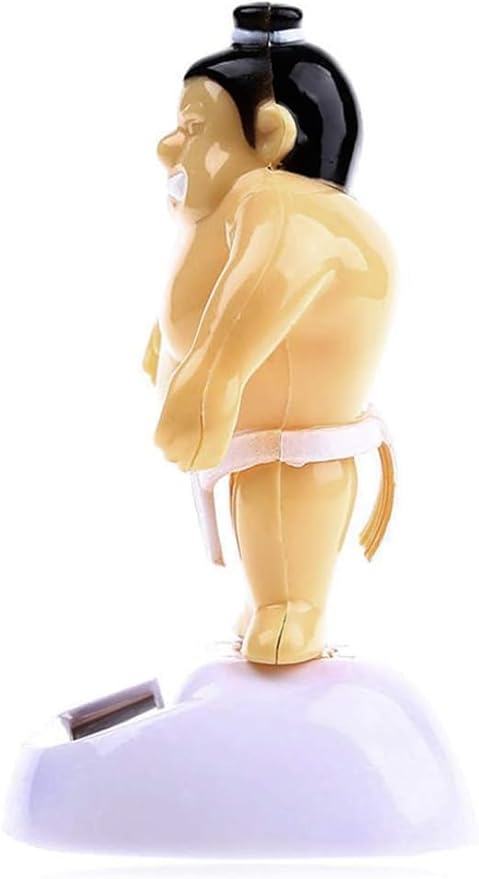 Yellow Sumo Wrestler Solar Power Swinging Car Interior Dashboard Ornament Gift Learning and Education