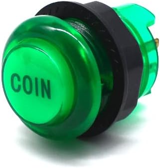 Arcity 6 Pcs/Lot 28mm Arcade LED Push Buttons Illuminated Player 1P 2P Coin Start Select Lit Green with Microswitch for Arcade Machine Games Console Parts 5V