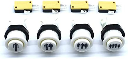 Arcity 4 Pcs Arcade Game Player Start Push Button 1P 2P 3P 4P Player Happ Style Standard American Type with Microswitch Jamma MAME Machine Console Parts Black White New