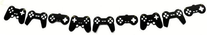 Video Game Controller Banner Double Sized Glitter Paper Game Controller Birthday Party Supplies Birthday Decorations Themed Garland Video Party Decorations Pre-Assembled