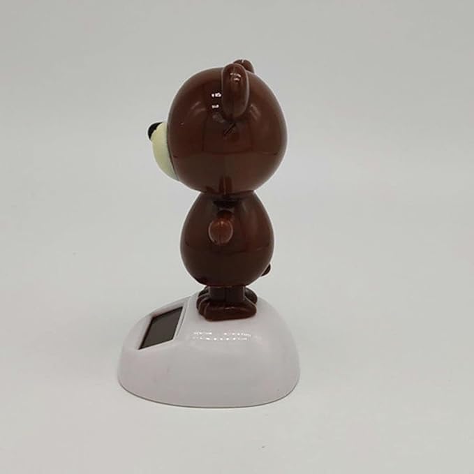 1Pc Brown Solar Dancing Bear Decor,Bobbling Head Bear Decors,Solar Powered Dancing Figurine Car Dashboard Decor,Shaking Head Dolls Solar Power Kits,Learning and Education