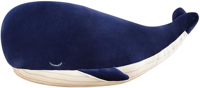 MUPI Whale Stuffed Animals Plush Pillow 4 Size Cute Soft Cotton Plushies Pillows Kawaii Blue Whale Toy Gifts for Kids Boys Girls Adults (Blue, 33 Inch)
