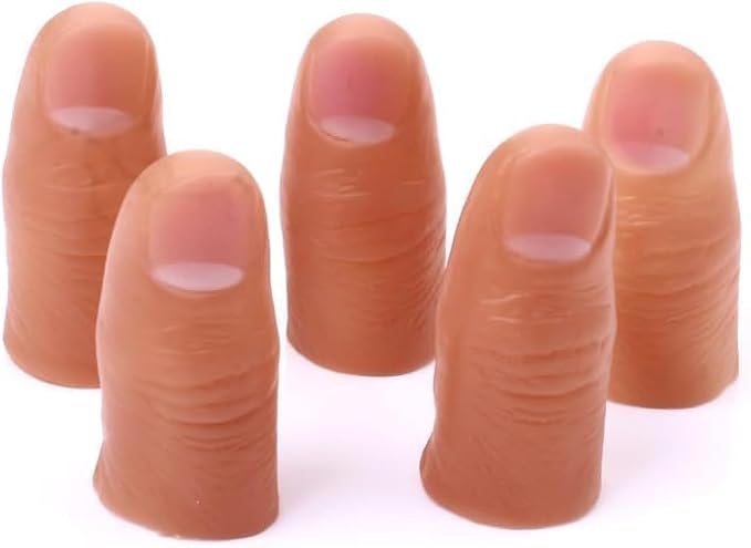 5pcs Fleshcolor Fake Finger Trick Prop,Hard Thumb Tip Finger Fake Magic Tricks,Close up Magic KitsAppear Vanish Magic for Magicians Accessories,Novelty and Gag Toys