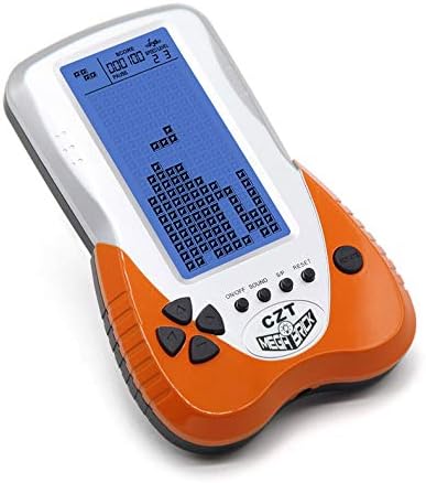 CZT Retro Brick Game Console Big Blue Backlight Screen Built-in 23 Games Tank Battle/Racing Can Plug Headphone Nostalgic Puzzle Pocket Handheld Porable Machine Children's Toys (Orange)