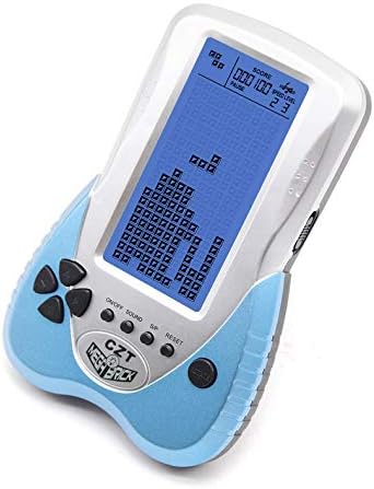 CZT Retro Brick Game Console Big Blue Backlight Screen Built-in 23 Games Tank Battle/Racing Can Plug Headphone Nostalgic Puzzle Pocket Handheld Porable Machine Children's Toys (Blue)