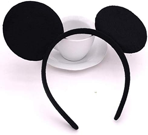 24 Pcs Mouse Costume Deluxe Fabric Ears Headband White Polka Dots Bow Party Headwear Decorations