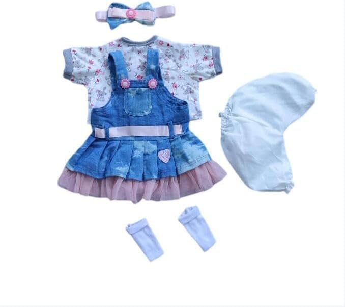 Reborn Baby Dolls Clothes for 17-22 inch Newborn Baby Dolls Girl Outfits Accesories 【 Skirt 5pcs Set 】