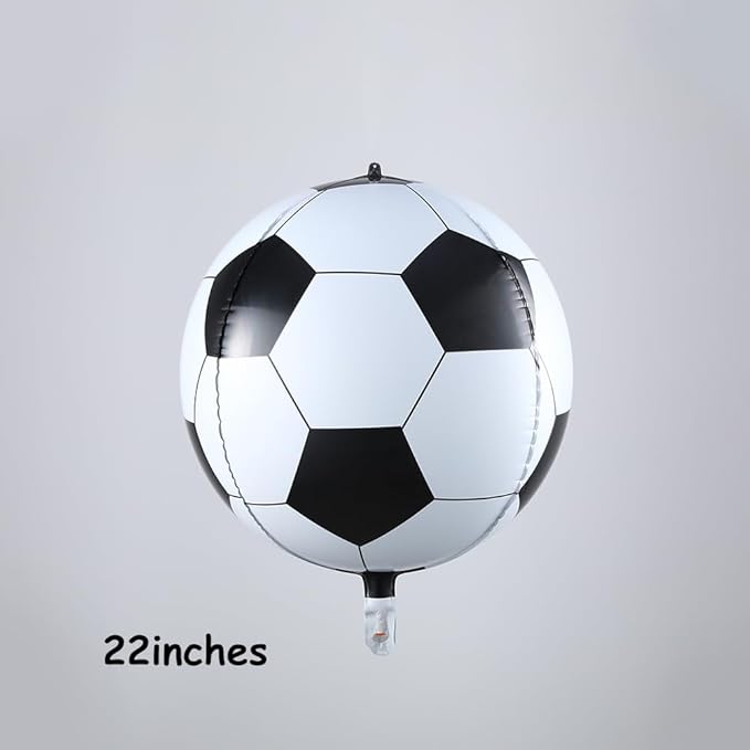 144PCS Dark Green Black White Balloon Garland Arch Kit with 22inch 4D Soccer Foil Balloons for Soccer Themed Birthday Football Soccer Match Party Decorations