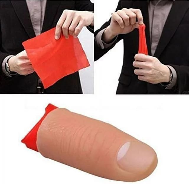 2 Pcs Fake Thumb Tip Magic Tricks,Fake Thumb Tip Silk Vanish Magic Disappearing Silk,Fake Thumb Tip Magic Trick Gimmick Magician Accessory Magic Kits and Accessories,Novelty and Gag Toys