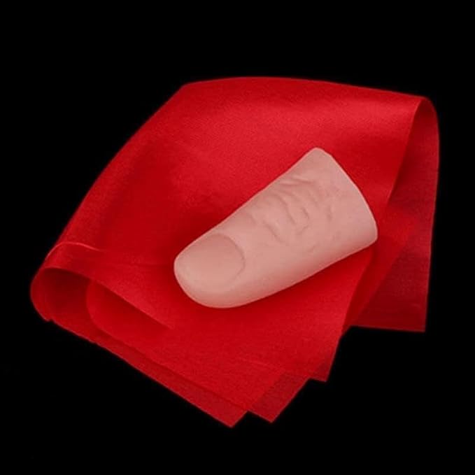 2Pcs Thumb Tip Magic Tricks, Fake Thumb Tip Magic Trick Gimmick Fake Thumb Tip Silk Vanish Magic Disappearing Silk Magician Accessory Magic Kits and Accessories Novelty and Gag Toys