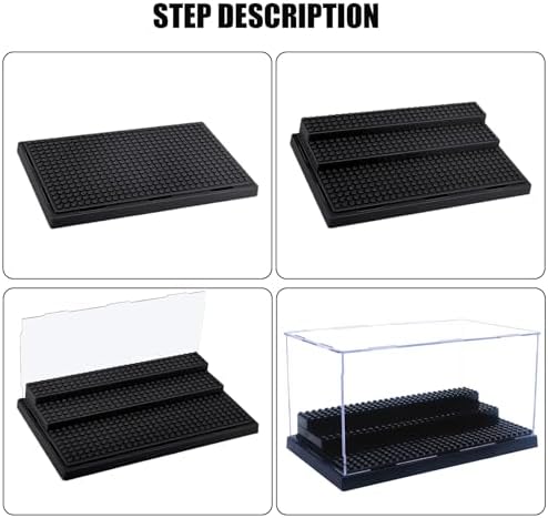 WMM Minifigure Display Case for Action Figures Blocks, Dustproof Acrylic Display Box Storage with 3 Movable Steps for Collection Models Minifigures, Bricks Blocks Toys