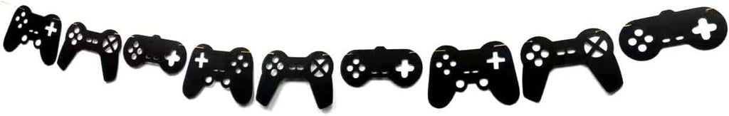 Video Game Controller Banner Double Sized Glitter Paper Game Controller Birthday Party Supplies Birthday Decorations Themed Garland Video Party Decorations Pre-Assembled