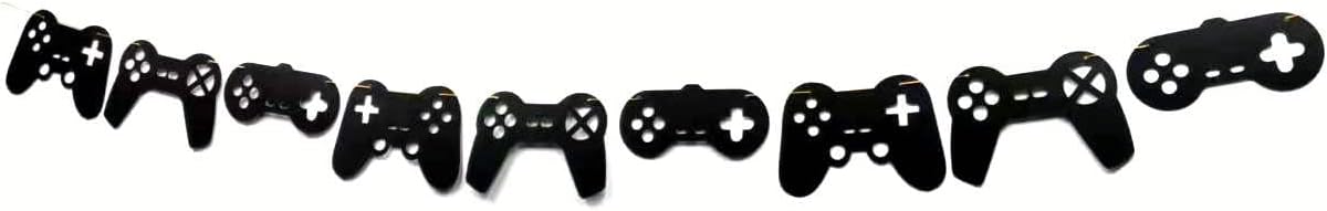 Video Game Controller Banner Double Sized Glitter Paper Game Controller Birthday Party Supplies Birthday Decorations Themed Garland Video Party Decorations Pre-Assembled