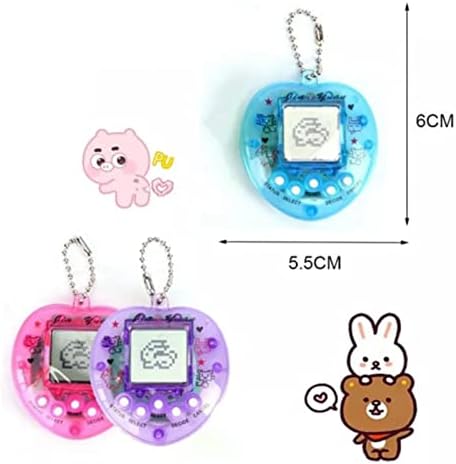 Virtual Electronic Digital Pets Keychain,2 Pcs Heart Shaped Mini Digital Electronic Virtual Pet Game,Multiple Pet Modes Easter Basket Stuffers