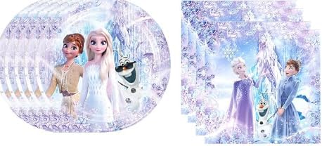 40pcs Frozen Party Supplies include 20 plates, 20 napkins for the Frozen birthday party decoration