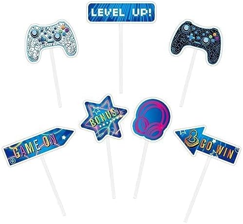 WERNNSAI 35 PCS Video Game Cupcake Toppers - Gaming Cake Toppers Game Birthday Party Cake Decorations for Kids Boys Gamer Cupcake Toppers Game Party Favors Supplies Gaming Night Party Cake Decors