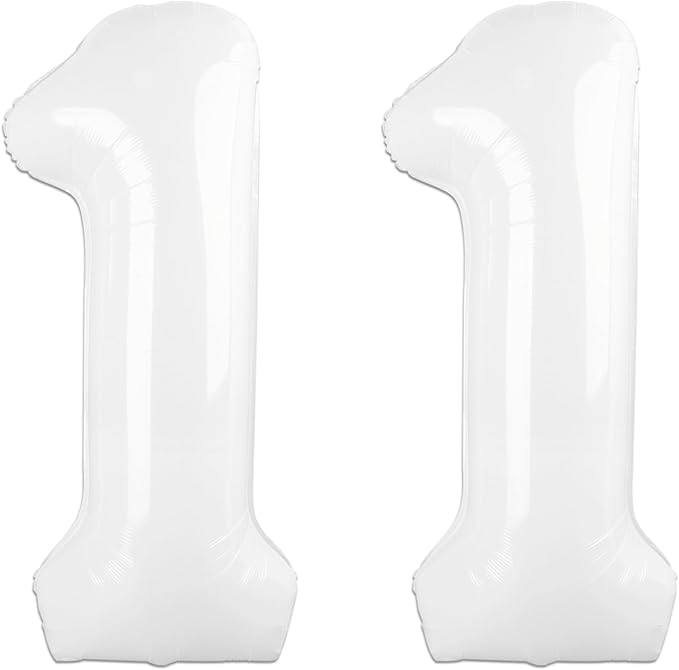 40 Inch White Number 11 Digital Balloon,Jumbo Mylar Foil Helium Balloon for 11 Balloons for Birthday Party,Wedding Anniversary Party Decorations